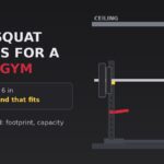 Best squat stands for a home gym: squat stand with spotter arms under a ceiling